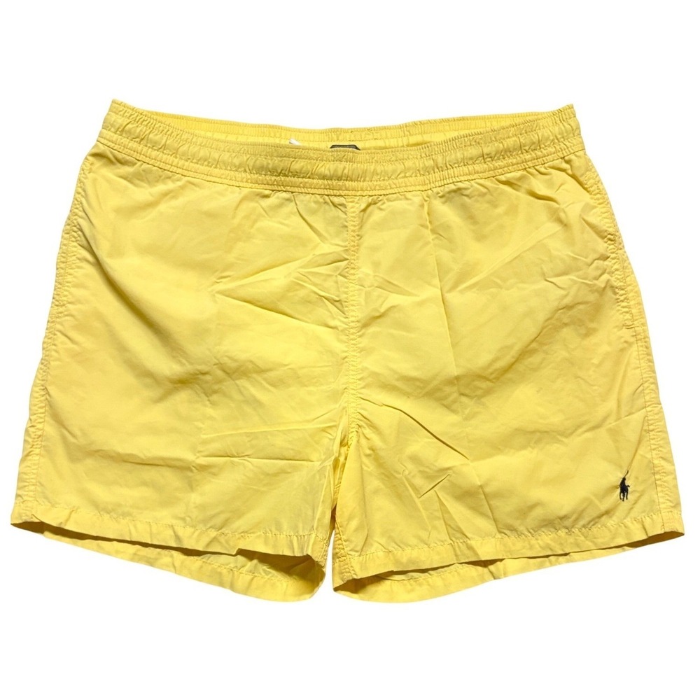 Vintage Polo Ralph Lauren Swim Trunks Shorts Yellow Lined Beach Preppy‎ Men's XL